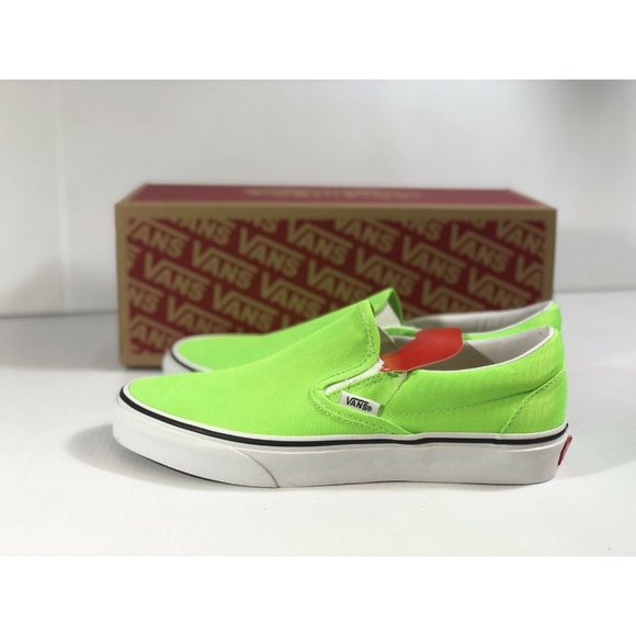 Vans Classic Slip On Neon Green Gecko/White Shoes - Picture 9 of 14